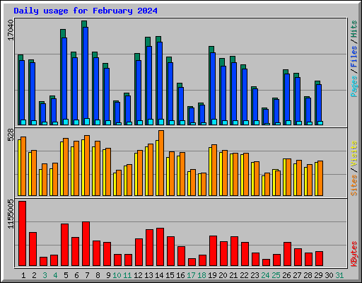 Daily usage for February 2024