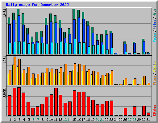 Daily usage for December 2025